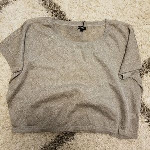 Shimmery silver crop (at Jean line) top